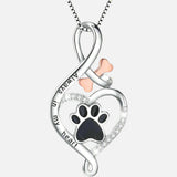 Collier Patte Chance avec Cœur, Os & Infini – Pendentif « Toujours dans Mon Cœur »