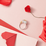 Bague en Cristal de Lapin et Carotte Argent Ajustable Unique