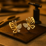 Boucles d'oreilles puces en zircon en forme de papillon élégantes