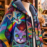 Isabelle™ | Veste à capuche avec des chats colorés