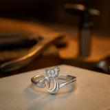 Bague Ouverte Chat Mignonne – Zircon Cubique