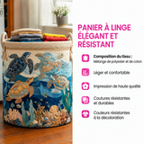 Noémie™ | Panier rembourré avec des tortues marines et des coquillages