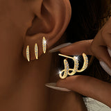Boucles d'Oreilles Élégantes avec Strass à Trois Griffes