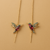 Boucles d'oreilles en émail et zirconium Colibri