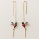 Boucles d'oreilles en émail et zirconium Colibri