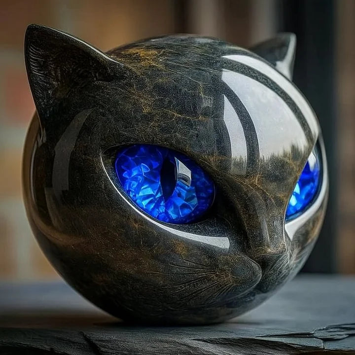 Statue en Pierre du Chat Noir – Symbole de Chance et de Style