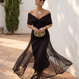 Robe maxi élégante pour fête avec décolleté en cœur