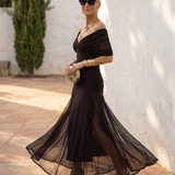 Robe maxi élégante pour fête avec décolleté en cœur