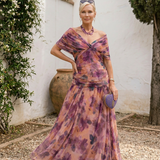 Robe maxi élégante pour fête avec décolleté en cœur