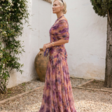 Robe maxi élégante pour fête avec décolleté en cœur