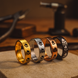 Bague en Acier Inoxydable avec Empreinte de Patte Artisanale