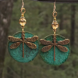 Boucles d'Oreilles Dorées Vintage Libellule