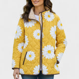 Almuth™ | Veste matelassée avec des marguerites en jaune