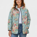 Nadja™ | Veste matelassée avec des roses sur menthe