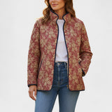 Berit™ | Veste matelassée avec fleurs en rouge rouille