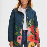 Wilma™ | Doudoune avec fleurs sur Marine