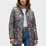 Mechthild™ | Veste matelassée avec motif floral en gris