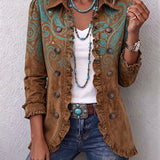Ilse™ | Blazer en Brun avec Paisley Turquoise
