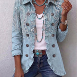 Cornelia™ | Blazer en Bleu Clair avec Paisley