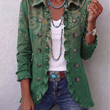 Marion™ | Blazer en vert avec motif Paisley
