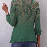 Marion™ | Blazer en vert avec motif Paisley