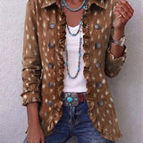 Nicole™ | Blazer en Brun avec Imprimé à Pois