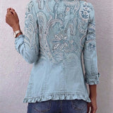 Cornelia™ | Blazer en Bleu Clair avec Paisley