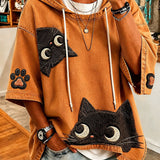 IOANA | SWEAT À CAPUCHE OVERSIZE IMPRIMÉ CHAT JOUET